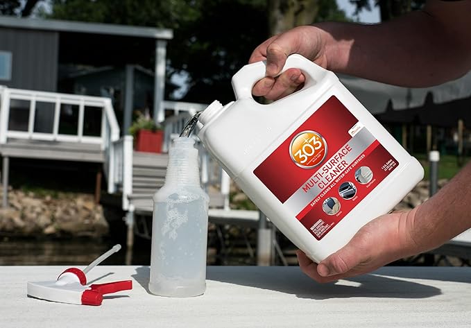 303 Products Multi-Surface Cleaner - Safely Cleans All Water Safe Surfaces, Including All Types of Fabric and Vinyl, Rinses Residue Free, Manufacturer Recommended, 1 Gallon (30570)