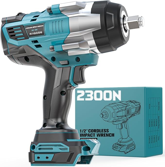 Cordless Impact Wrench 1/2" Compatible with Makita 18V Battery, 1700 Ft-lbs High Torque Impact Driver, Electric Impact Gun with 4 Speed Modes & LED Light for Car, Truck, Mower(Bare Tool)