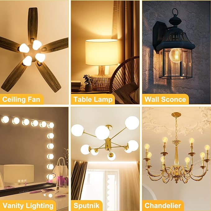 BRIMAX 10 Pack G16.5 Light Bulbs,Dimmable 4W LED Bulbs,Equal to E12 Candelabra Bulb 40W,Small Globe Bulbs 400lm, 2700K Warm White,AC120V,Flicker Free for Ceiling Fans Pendant Chandelier