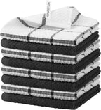 Nialnant Cotton Terry Dish Cloths,Super Soft Dish Towels for Kitchen,Absorbent Dish Rags for Cleaning,12x12 Inches,Black