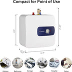 ThermoMate Electric Tank Water Heater, 8.0 Gallon Point of Use Instant Small Hot Water Heater 120V 1440W, Wall or Floor Mounted, Plug-in to Use, UL Listed ES800