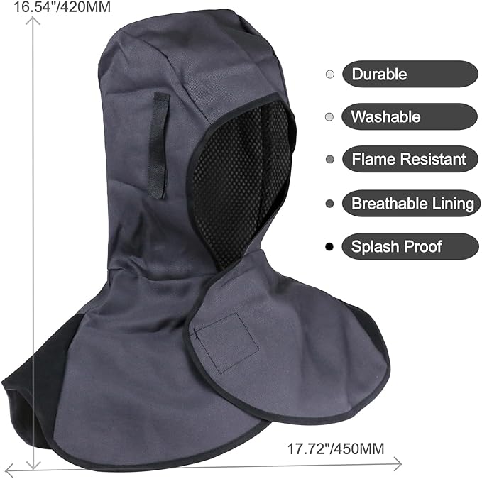 Welding Hood, Light Weight Heat & Abrasion Resistant Head Protector with Neck-Shoulder Drape, Essential Welding Helmet Cape for Men & Women