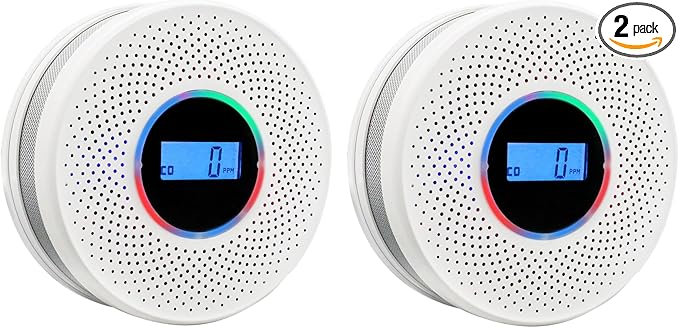 Smoke Detector Carbon Monoxide Detector Combo with Digital Display and Sound Light Alarm, 2-in-1 Smoke & CO Alarm with Battery Operated for Home, Travel or RV