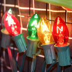 C7 Christmas Replacement Bulbs, 25 Pack Clear Multicolor Light Bulbs for E12 Candelabra Base Outdoor/Indoor String Lights, 5 Watt