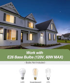 LITFIT Dusk to Dawn Outdoor Lighting, 14'' Matte Black Exterior Lighting Fixtures, Waterproof and Rustproof, Outside Wall Lantern for House, Garage, Porch & Patio, Blubs Not Included