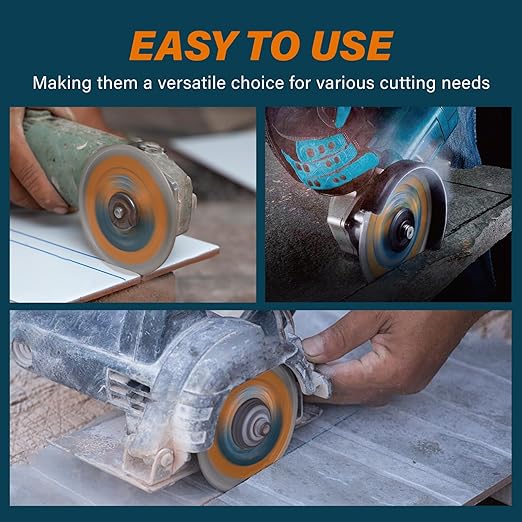 4-1/2" Continuous Rim Diamond Blade, Cutting Blade for Ceramic and Granite Tiles, Wet Cutting Blade, 4.5" x10mmx7/8-5/8 (3 Pack)