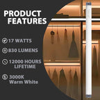 24 inch F17T8/830 17 Watts Light Bulb Warm White, 2 Foot Straight Fluorescent Tube T8 Tube Light F17T8/WW, 1500 Lumen G13 Medium Bi-Pin Cap 8 Pack