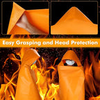 DIBBATU Fireproof Cloak, Fire Escape Cloak, Extra Big Fireproof Fiber Cape, Emergency Used as A Fire Blanket, Head Protection Fire Escape kit for Household, Office Home (Orange, 72 * 70in)