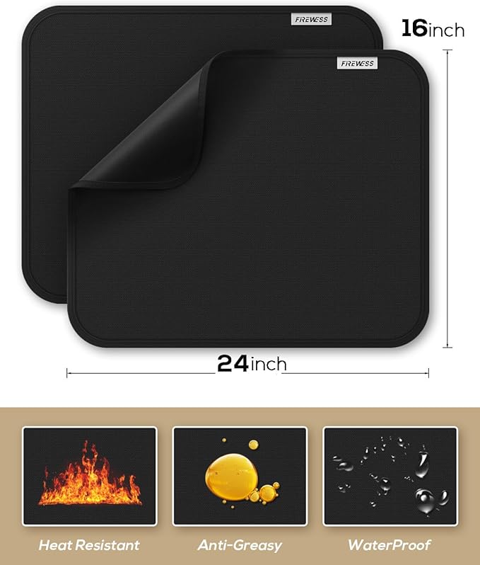 2Pack Heat Resistant Mat for Countertop, 16x24in Hot Pads for Kitchen Countertop Protector,Silicone Heat Resistant Mat for Air Fryer, Deep Fryer, Oven