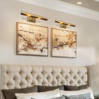 Picture Light for Wall, 18in Brass Painting Sconce Poster Light, Hardwired Picture 2 Lighting Dimmable Art Display Light for Picture Frame Wall Gallery Bedroom Living Room-Included Bulbs (Gold)