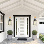 tewei 2 Pack Dusk to Dawn Large Outdoor Wall Lantern, 20 Inch Black Exterior Wall Light Fixtures, Large Porch Light with Clear Shade Sensor Modern Outdoor Sconce Lights for House Garage, E26 Base