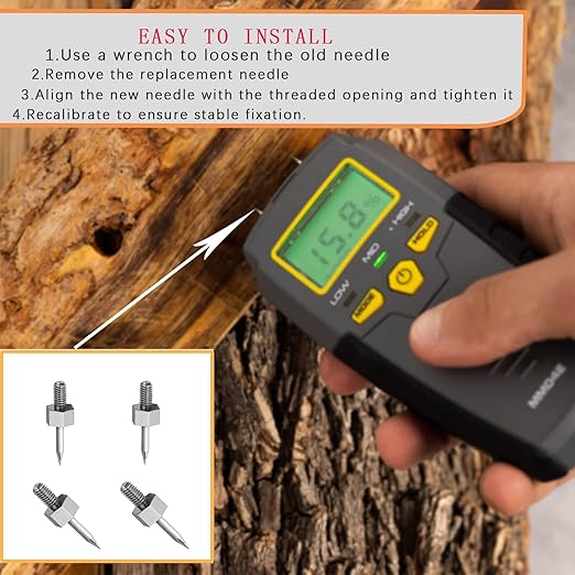 Thread Moisture Meter PIN3 Replacement Pins,for General Tools MMD4E, RHMG650 and RHMG700DL Moisture Meter Accesorries (4 Pieces)