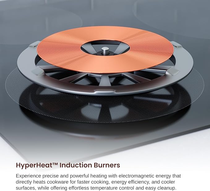 Rangaire RCI361S 36" Induction Cooktop, 10900W, 5 Burners, Built-in Stove Top, Booster & Timer, 9 Power Levels, Slide Touch Control, Child Safety Lock, 240V Hard Wire, Ceramic Surface