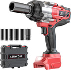Cordless Impact Wrench 1/2 inch for Milwaukee 18V Battery: 1700FT-LBS High Torque Impact Wrench Heavy Duty Tool with 6 Sockets- Brushless Electric Impact Gun Includes LED Work Light - Bare Tool Only