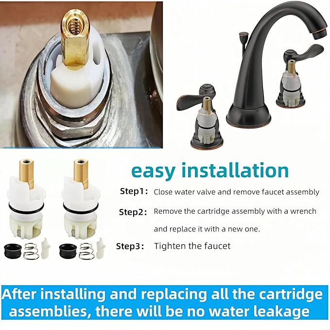 For Delta two handle Faucet Repair Kit,RP25513 faucet stem assembly Replacement Kit,Includes RP24096 Cartridge RP4993 Seat and Spring RP24097 Turn stop1/4, 2 Pack