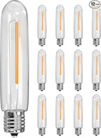 12 Pack LED T13 Replacement Light Bulbs for S14 Outdoor String Lights, 0.6W Night Lights Bulb Equivalent to 11W Incandescent Bulb, 2700K Warm White, E12 Candelabra Bulbs Dimmable
