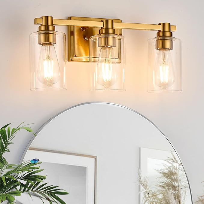 3 Lights Bathroom Lighting Fixtures Over Mirror Gold Bathroom Vanity Light Fixture Farmhouse Vanity Light Vintage for Bedroom Living Room Hallway