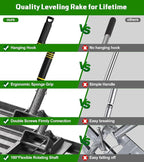 Lawn Leveling Rake, 30x10 Inch Heavy-Duty Levelling Rake with 6.2FT Adjustable Stainless Steel Handle, Lawn Leveler Tool for Yard, Garden, Golf Course, Farm Pasture