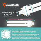 GoodBulb 18 Watt CFL Light Bulbs 4 Pin G24Q-2 Base 4100K Cool White 18W High Output 1200 Lumens Double Tube Compact Fluorescent Light Bulbs Plug-in 10 Pack