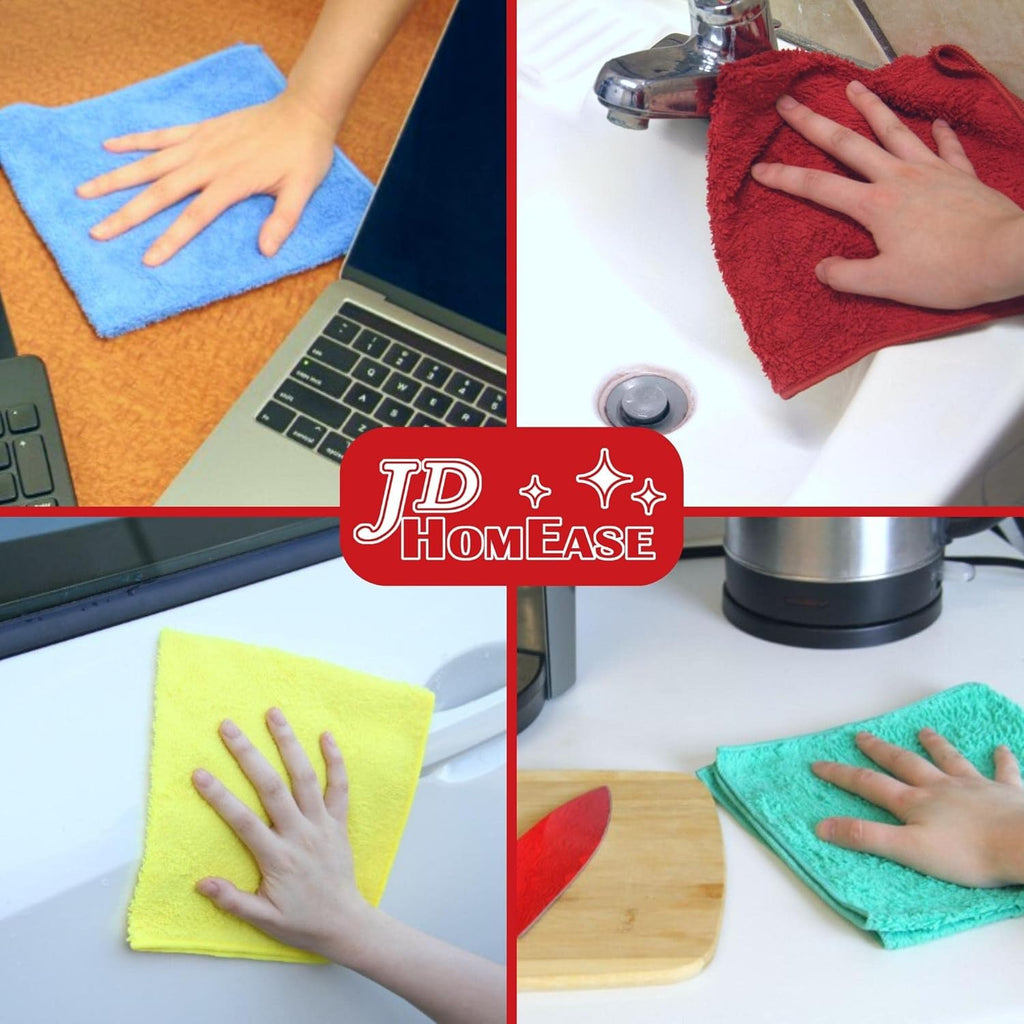 Microfiber Cleaning Cloths,48 Pack, 16"x16", All-Purpose, Softer, Highly Absorbent, Lint-Free, Reusable, Washable Pro Towels, Red, for House, Kitchen, Bathroom, Car, Office