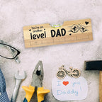 Christmas Gifts for Dad from Daughter Son, Best Stepped Up Dad Gifts for Father, Funny Birthday Fathers Day Valentines Gift for Stepdad Wooden Spirit Level A4