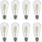 Jensense Edison LED Light Bulbs E26 Bulb 60 watt Equivalent Dimmable Light Bulbs 4000K Natural White Vintage 7W Edison Bulbs 110V 120V 800 Lumen CRI90, 8 Pack