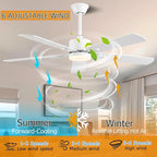 56inch Modern White Ceiling Fans with Lights and Remote/App Control, Dimmable LED, Reversible DC Motor, Noiseless, 6 Speeds Low Profile Ceiling Fan for Livingroom Indoor/Outdoor Use