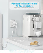 Short Power Strip 2FT - Flat Wall Extension Cord with 4AC Outlet and 3 USB Ports(1 Type C), Multi Plug Outlet Extender Small Surge Protector for Home Office Dorm, White