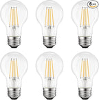 LUXRITE Vintage A19 LED Light Bulbs 60W Equivalent, 3000K Soft White Dimmable, 800 Lumens, Standard LED Edison Bulb 8W, UL Listed, E26 Base (6 Pack)