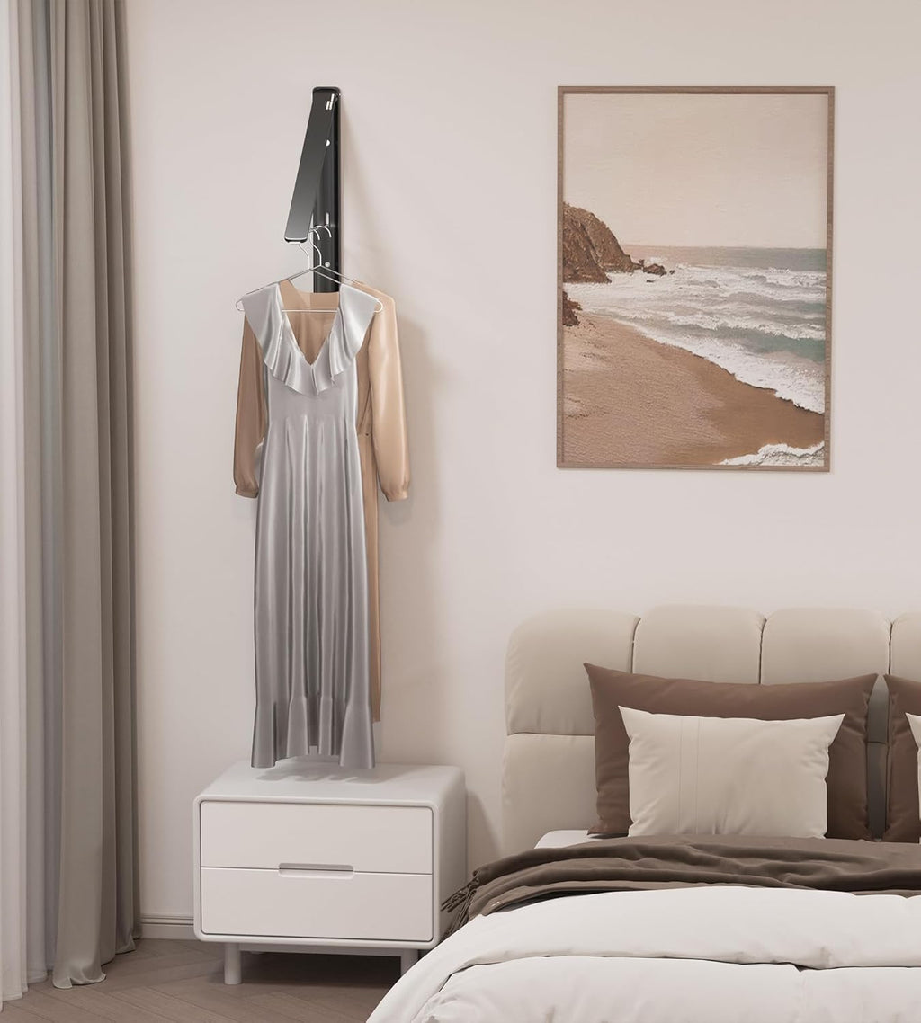 Dr.DJ Clothes Drying Rack Wall Mounted, Retractable & Foldable Clothes Hanger for Laundry Room Organization and Storage, Clothes Hanger Rack for Dorm, Closet, Balcony, Laundry Room(1P, Metal, Black)