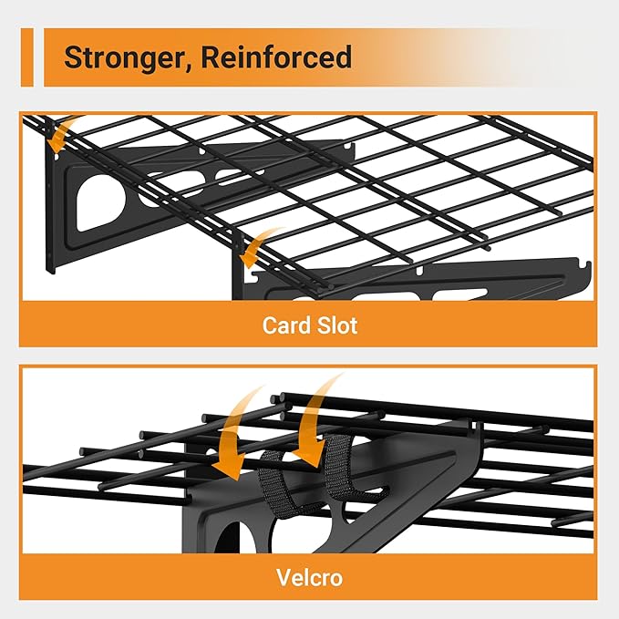 1x4 ft Garage Shelving with 6 Bike Hooks, 1-Pack Wall-Mounted Shelve for Garage, Kitchen, Pantry Storage, 150 lbs Total Load Capacity Wall Shelving, Black