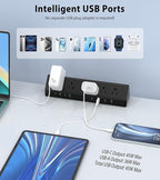 45W Fast Charging Station,Desk Clamp Power Strip,4 PD USB-C Ports,5 AC Outlets,Surge Protector Power Strip, 14AWG Heavy Duty Cord, Fits 1.9" Tabletop Edge (Black, 20 FT Cable)