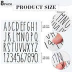 8 Sheets Vinyl Letter Stickers Waterproof Self Adhesive Letter Numbers Alphabet Modern Mailbox Numbers Sticker for Back to School DIY Mailbox House Home Business Address(1.5 Inch,Black)