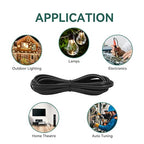 SPT-1 Wire Black 100FT 2 Conductor Flexible Low Voltage Landscape Cord 18AWG, Includes 6pcs Vampire Plugs for Wire Extension of Low Voltage Equipment Inside and Outside The Home Holiday Light Strings