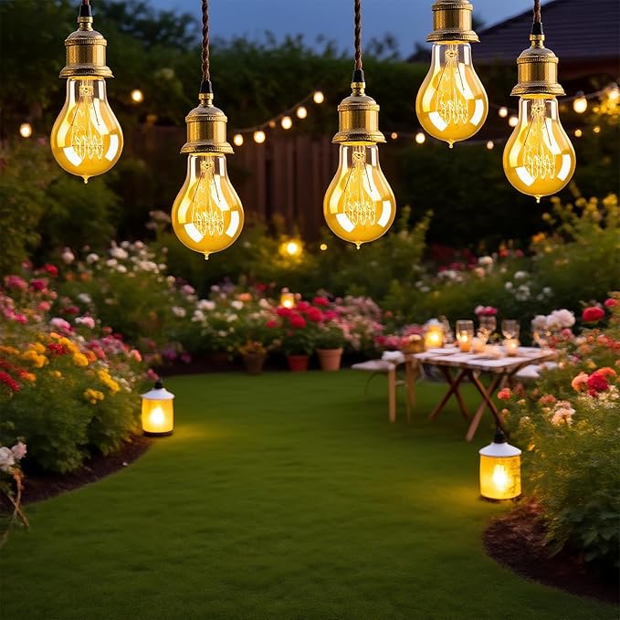 Edison Light Bulb 40 Watt, Warm Amber E26 Base Dimmable A19 Vintage Light Bulbs for Decorative Lighting & Home Decor(6-Pack)