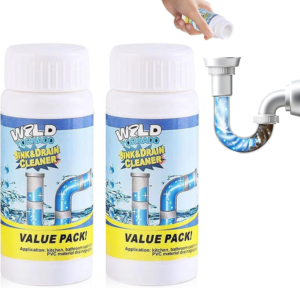 Wild Tornado Pipe Dredge, Wild Tornado Sink and Drain Cleaner, Drain Cleaner Powder for Kitchen Toilet Pipeline Quick Cleaning Tool