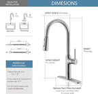 Kitchen Sink Faucets Brushed Nickel, High Arc Single Handle Kitchen Faucet with Pull Down Sprayer, Solid Brass Tall Kitchen Faucets