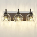 zeyu Bathroom Light Fixtures, 3-Light Bathroom Vanity Light, 20 Inch Modern Wall Sconces with Water Ripple Globe Shade, Oil Rubbed Bronze Finish, ZSL72BG-3W ORB-WG