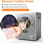 ARLIME Compact Laundry Dryer, Portable Clothes Dryers W/4 Automatic Drying Mode, Small Electric Laundry Dryer W/Stainless Steel Drum & Control Panel For Apartments, Dorm 110V 900W, Silver