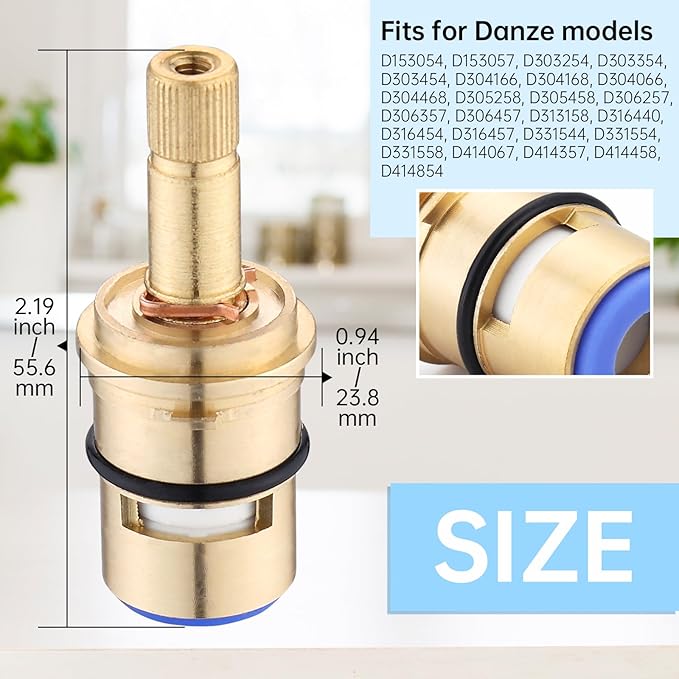Faucet Cartridge Replacement Parts Compatible with Danze DA507072W, Round Ceramic Disc Cartridge Kitchen Faucet Stem Replacement Parts (DA507072W Cold)