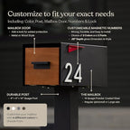 post & porch Malone Mailbox | Post Mounted Mailbox | Black/White/Gray/Brown/Red/Blue/Green, Regular or Large, Weatherproof Mail Box for Outside, Customizable (Green, Large)