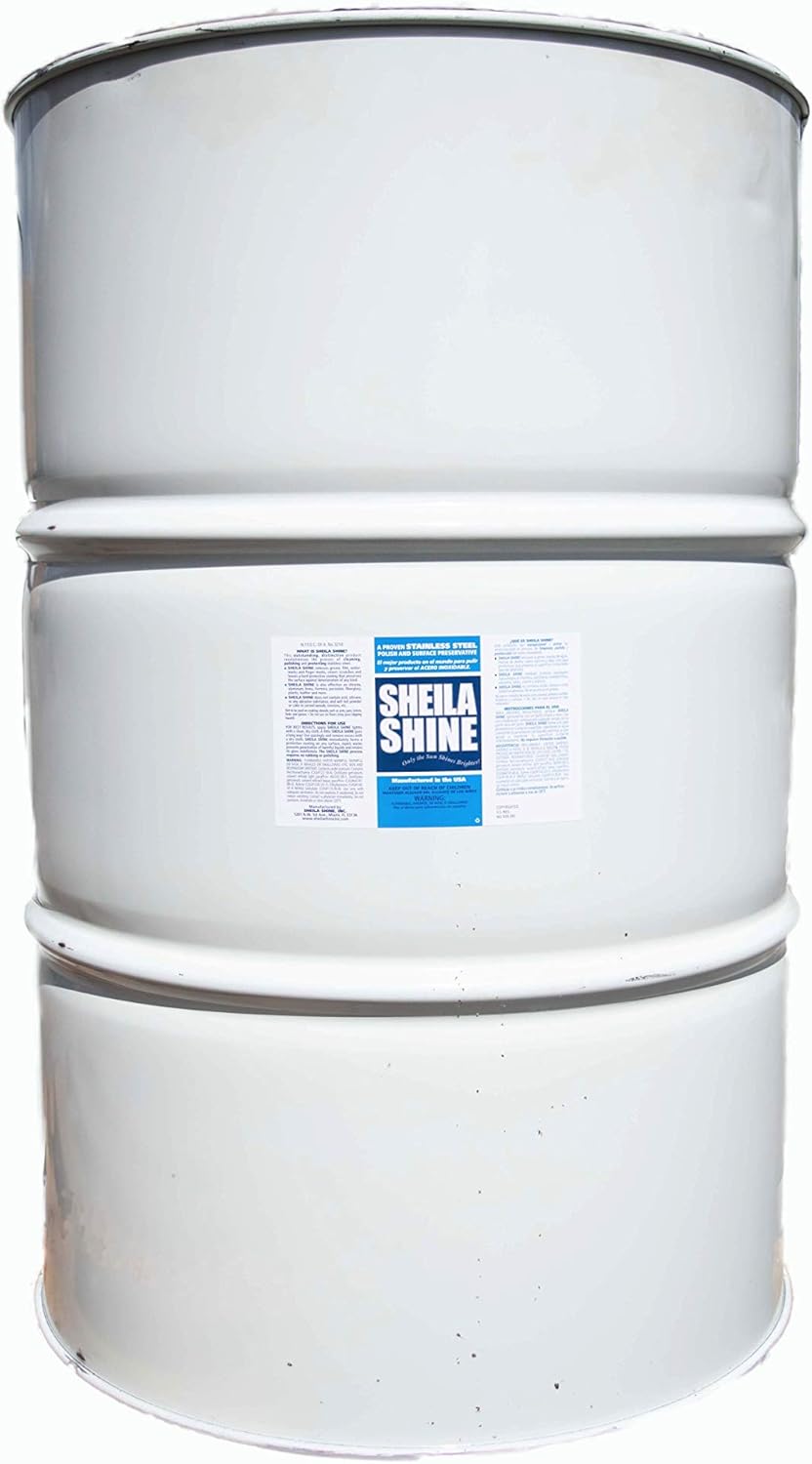 Sheila Shine Bulk Stainless Steel Polish & Cleaner | Protects Appliances from Fingerprints and Grease Marks | Residue & Streak Free | for Commercial Contractors | 55 Gal Drum