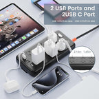 Outdoor Power Strip Weatherproof, IPX6 Waterproof Surge Protector with 6 Wide Outlets and 2USB A&2USB C, 1875W/15A, 6FT Extension Cord, Wall Mountable for Indoor Outdoor, UL FCC Listed