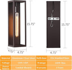 Brown Large Exterior Lighting Fixtures 2Pack, 16'' Waterproof Front Porch Lights Outdoor Wall Sconces, Outdoor Garage Lighting Fixtures Wall Mount for House Coach Carriage Lights Exterior