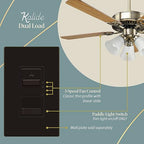 TOPGREENER Kalide Light Switch and 3-Speed Ceiling Fan Control Combo, in Wall Light and Fan Combination Switch, Single Pole, 2.5A, 720W, Neutral Wire Not Required, TGSFS3-BR, Brown