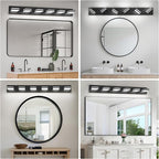 Modern LED Bathroom Lights Fixtures(6-Light),Metal Black Acrylic Wall Lighting,Vanity Lights for Bathroom Over Mirror(6000k 41In