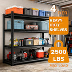 Metal Garage Storage Shelves Heavy Duty Shelving Unit 4 Tier Steel Adjustable Organizing Shelves 2500 LBS Capacity Industrial Shelving Ideal for Garage Tote Pantry Basement Outdoor, 59”Hx28”Wx14”D