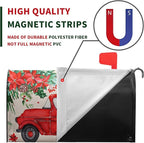 Christmas Red Truck Mailbox Covers Magnetic 21x18 Inches Standard Size Xmas Winter Mailbox Cover Wraps Post Letter Box Cover for Outside Garden Yard Outdoor Christmas Mailbox Decorations