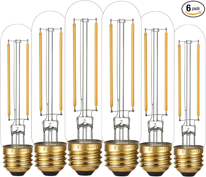 LiteHistory Dimmable E26 LED Bulb 4W Equal 40 Watt Warm White 2700K E26 Edison AC120V 400lm Tubular T9 T10 LED Light Bulb for Rustic Pendant,Chandeliers,Wall sconces 6Pack