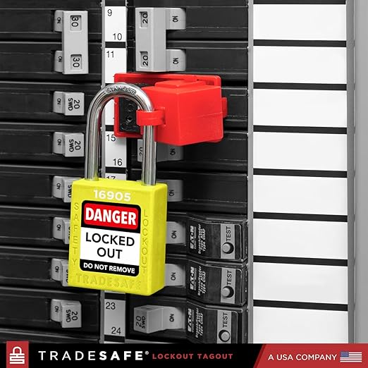 TRADESAFE Lockout Tagout Locks Set - 7 Yellow Loto Locks, Lockout Locks Keyed Different, 2 Keys Per Lock, OSHA Compliant Lock Out Tag Out Padlocks, Safety Padlocks for Electrical Lockout Tag Out Kits
